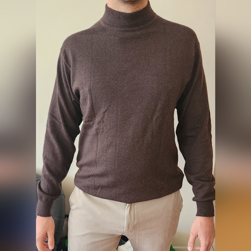 Expression Brown Wool Turtleneck Sweater